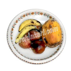 Marble Fruit Bowl with Flower Inlaid Art