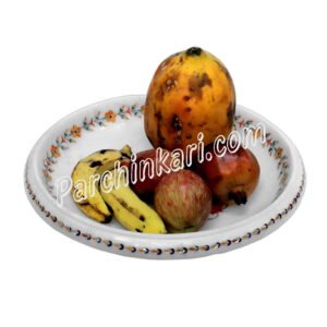 Marble Fruit Bowl with Flower Inlaid Art