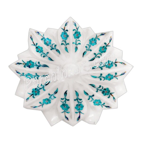 Marble Urli Lotus Flower with Inlay Art