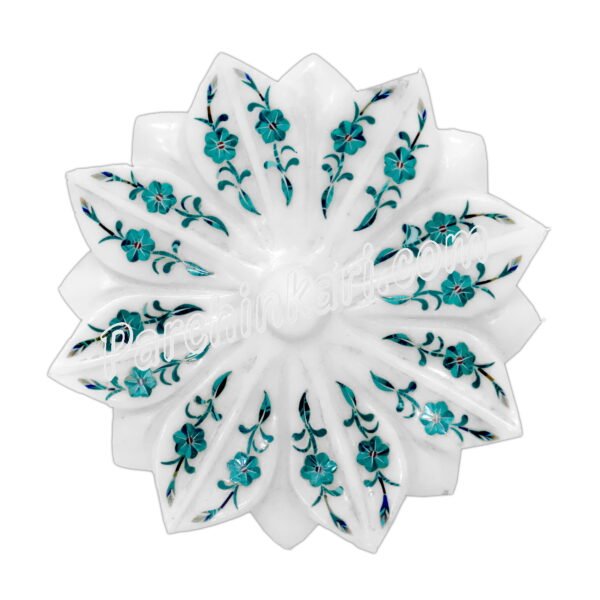 Marble Urli Lotus Flower with Inlay Art